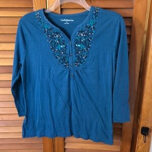 Croft & Barrow Size Small teal long sleeve top.  NWOT